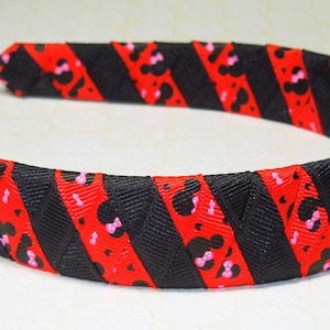 Woven Minnie Mouse Headband, Disney Headband, Minnie Mouse Headband, Mouse Head Headband