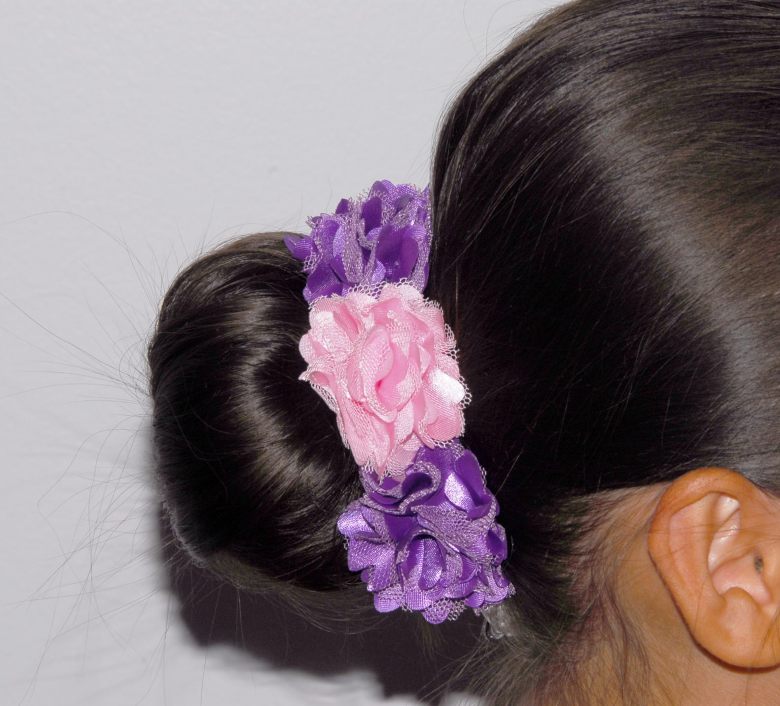 Black Flower Hair Bun Clip, Prom or Bridal Hair Bun Clip, Flower Girl