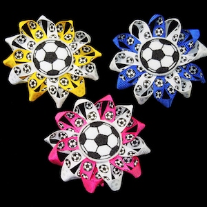 Soccer Hair Bow Choose Your Color, Blue Soccer Hair Bow, Pink Soccer Hair Bow, Yellow Soccer Hair Bow, Soccer Hair Clip