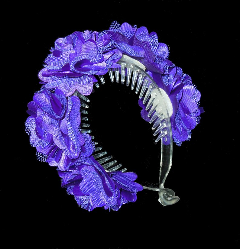 Purple Flower Hair Bun Clip, Prom or Bridal Hair Bun Clip, Flower Girl
