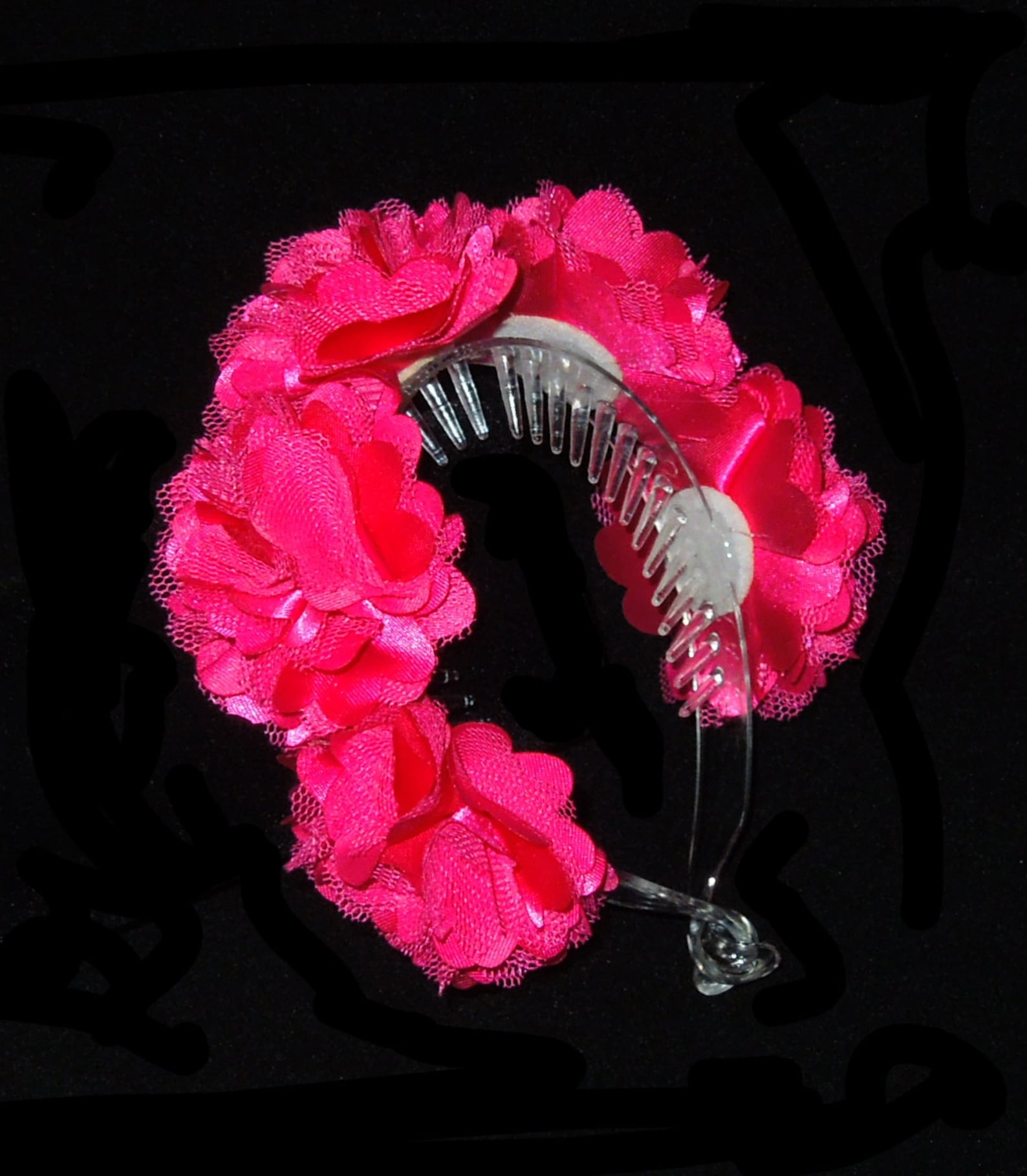 Hot Pink Flower Hair Bun Clip, Bridal Hair Bun Clip, Flower Girl Hair