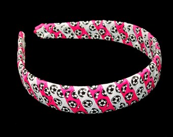 Soccer Headband, Woven Soccer Headband, Pink Soccer Headband, Pink and white soccer headband