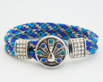 Peacock Bracelet, Kumihimo Snap In Jewelry Bracelet, Kumihimo Braided Bracelet, Kumihimo Friendship Bracelet, Owl Bracelet