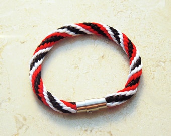 Kumihimo Bracelet, Red White and Black Kumihimo Bracelet, Kumihimo Friendship Bracelet, Braided Kumihimo Bracelet, Swirl Pattern Bracelet