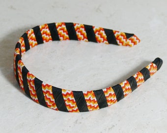 Halloween Woven Headband, Chevron Woven Headband, Black and Orange Headband, Holiday Headband