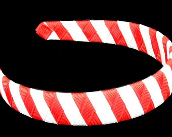 Christmas Headband, Christmas Woven Headband, Red and White headband, Holiday Headband, Woven Christmas Headband, Candy Cane Headband