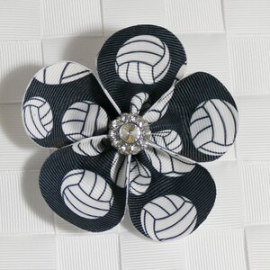 Volleyball Hair Bow, Five Petal Flower Hair Bow Clip, Sports Flower Hair Bow, Girl's Hair Accessory, Ribbon Flower Hair Bow