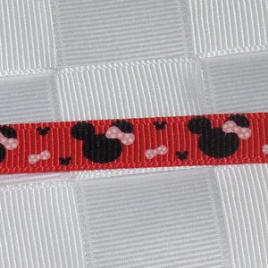 3/8 Red Minnie Mouse Ribbon 10 yds, Mouse Head ribbon, 10 yds Red 3/8 Minnie Ribbon, Minnie Mouse Ribbon- grosgrain