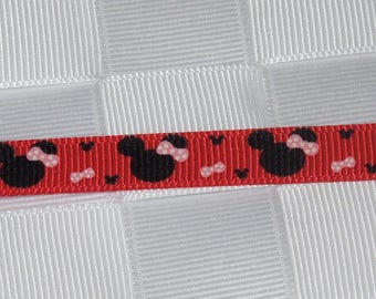 3/8 Red Minnie Mouse Ribbon 10 yds, Mouse Head ribbon, 10 yds Red 3/8 Minnie Ribbon, Minnie Mouse Ribbon- grosgrain