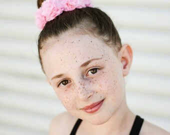 Pink Flower Hair Bun Clip, Bridal Hair Bun Clip, Flower Girl Hair Bun Clip, Dance Recital Hair Bun Clip, Ballet Bun Wrap