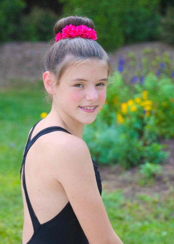 Hot Pink Flower Hair Bun Clip Bridal Hair Bun Clip Flower Etsy