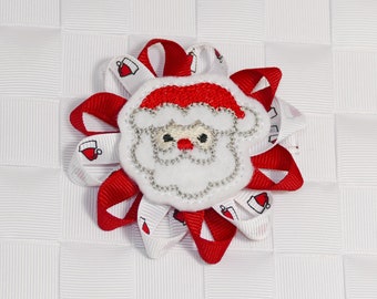 Christmas Hair Bow, Santa Hair Bow, Winter Hair Bow, Holiday Hair Bow, Xmas Hair Clip, XmasHair Bow