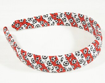 Soccer Headband, Woven Soccer Headband, Red and White Soccer Ball Headband, Red Soccer Headband, Red Soccer Accessory
