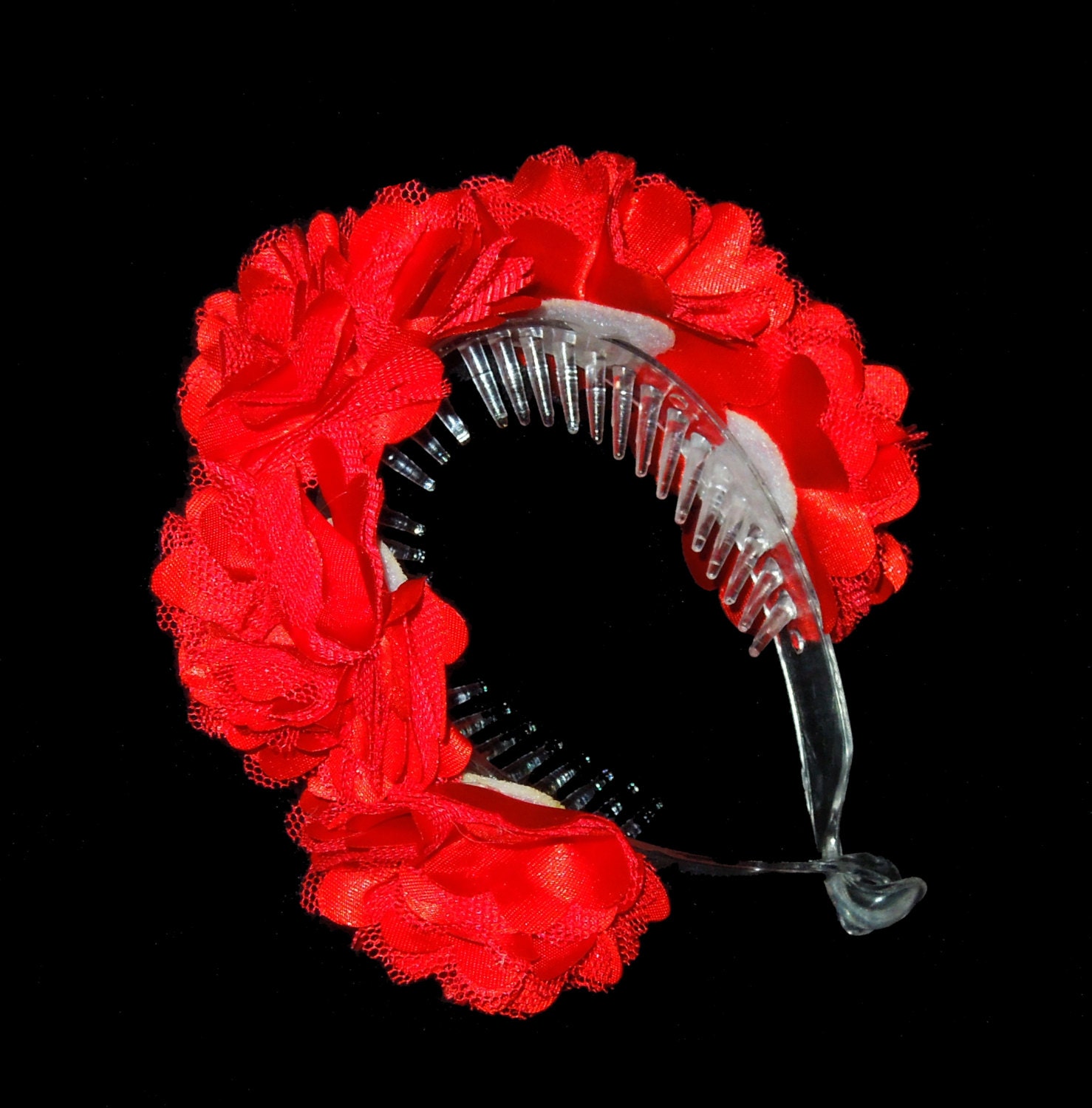 Red Flower Hair Bun Clip Bridal Hair Bun Clip Flower Girl Etsy