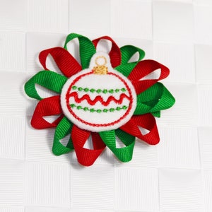 Christmas Hair Bow, Ornament Hair Bow, Winter Hair Bow, Holiday Hair Bow, Xmas Hair Clip, XmasHair Bow