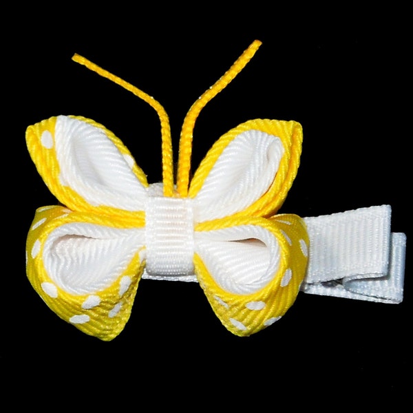 Yellow Kanzashi Butterfly Hair Bow Clip, Kanzashi Butterfly, Kanzashi Hair Bow