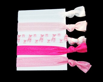 Dance Hair Ties, Dance Hair Elastics, Dance Pony Tail Holder, Dance Bracelet Elastic, Set of Pink Hair Ties, FOE Ties