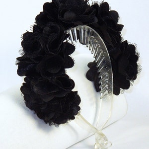 Black Flower Hair Bun Clip, Prom or Bridal Hair Bun Clip, Flower Girl Hair Bun Clip, Dance Recital Hair Bun Clip, Ballet Bun Wrap