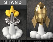 STAND for Love Rocket Ring Box - proposal ring box, engagement ring box, ring case, wedding, marriage, bridal, geek, geeky, steampunk, retro