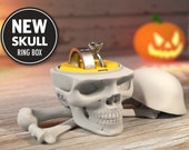 Human Skull Ring Box - Cool as Proposal Ring Bearer Box or Engagement Ring Case - Gothic Ring Stand for Geek Wedding or Halloween Bone Decor