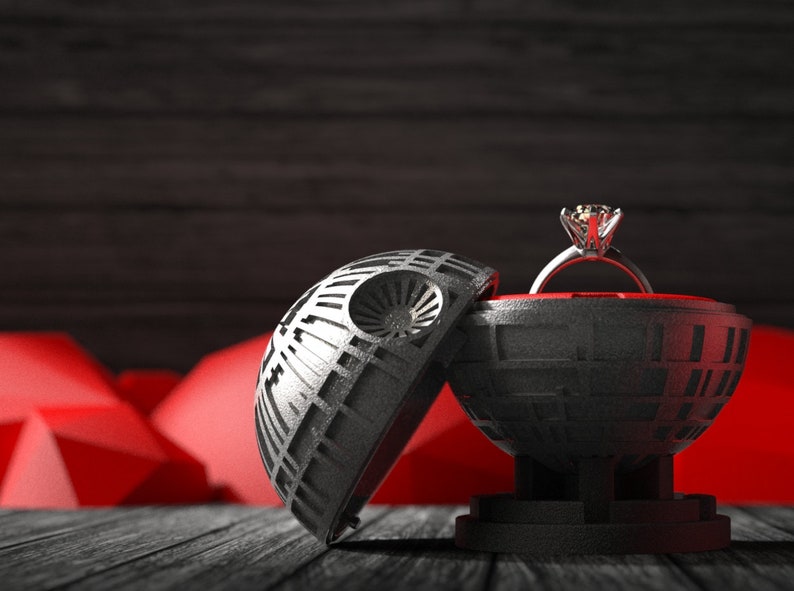 Black Star Geek Engagement Ring Box Proposal Ring Bearer for Etsy