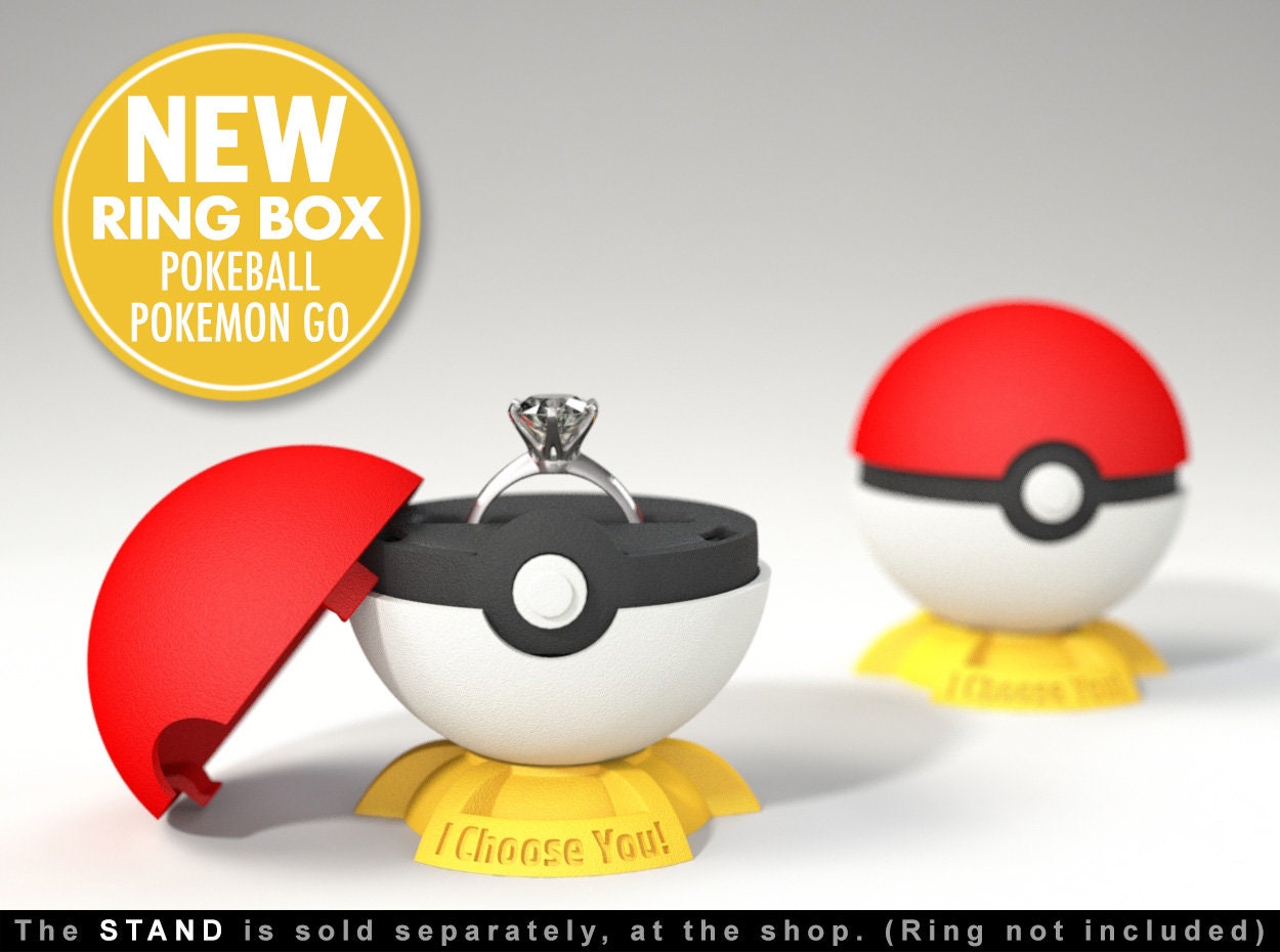 Pokeball Pokemon Go Style Ring Box Proposal Engagement Ring Etsy