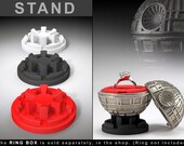 STAND for the Black Star Geek Ring Box - Nerd Engagement Proposal or Wedding Ring Case - Mens Nerdy Sci Fi Death Planet Wars Fan Ring Holder