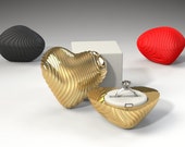 Coral Heart Engagement Ring Box, for Proposal or Special Wedding Ceremony - Great as Ring Bearer Box, Double Ring Holder or Jewelry Case