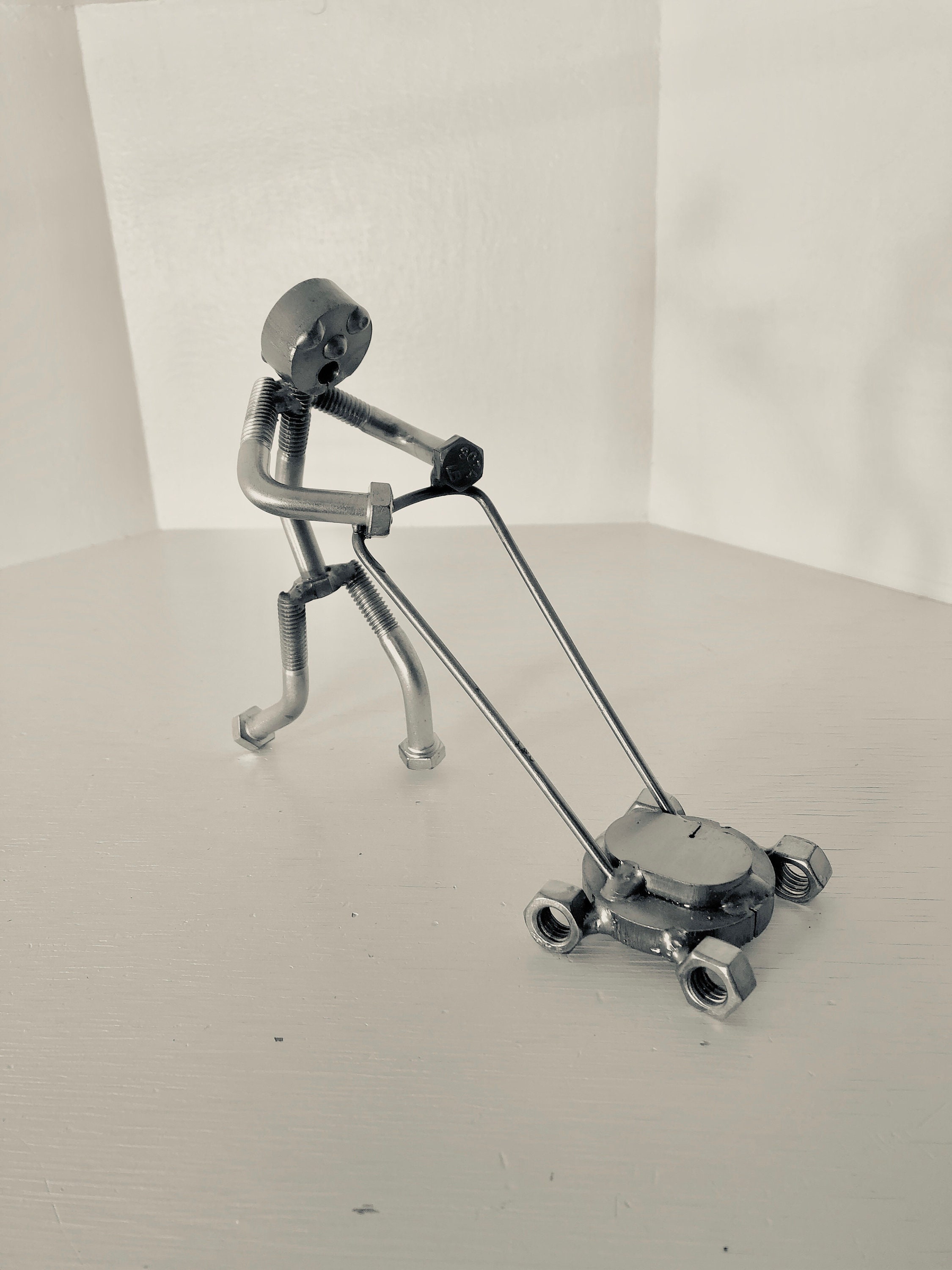 Welded Metal Art Lawnmower Man Sculpture Etsy