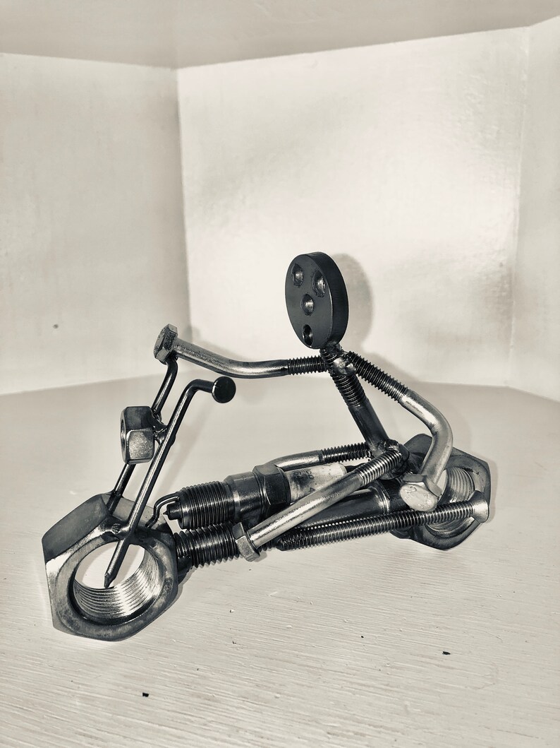 Welded Metal Art Motorcycle Rider/motorcycle/cycle Etsy