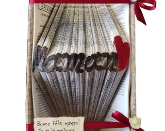 Custom Other - Maman with Heart - Gifts for Mom - Folded Book Art - Unique Personalized Gifts - 100% Handmade - Mother's Day