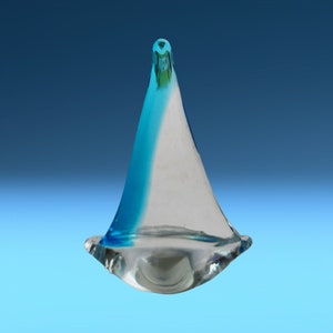 Art Glass Sailboat Paperweight ~ Murano Style ~ Nautical Theme