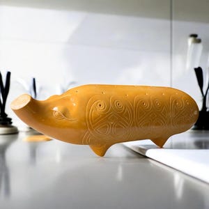 Yellow Ceramic Pig Appetizer Server / Toothpick Holder