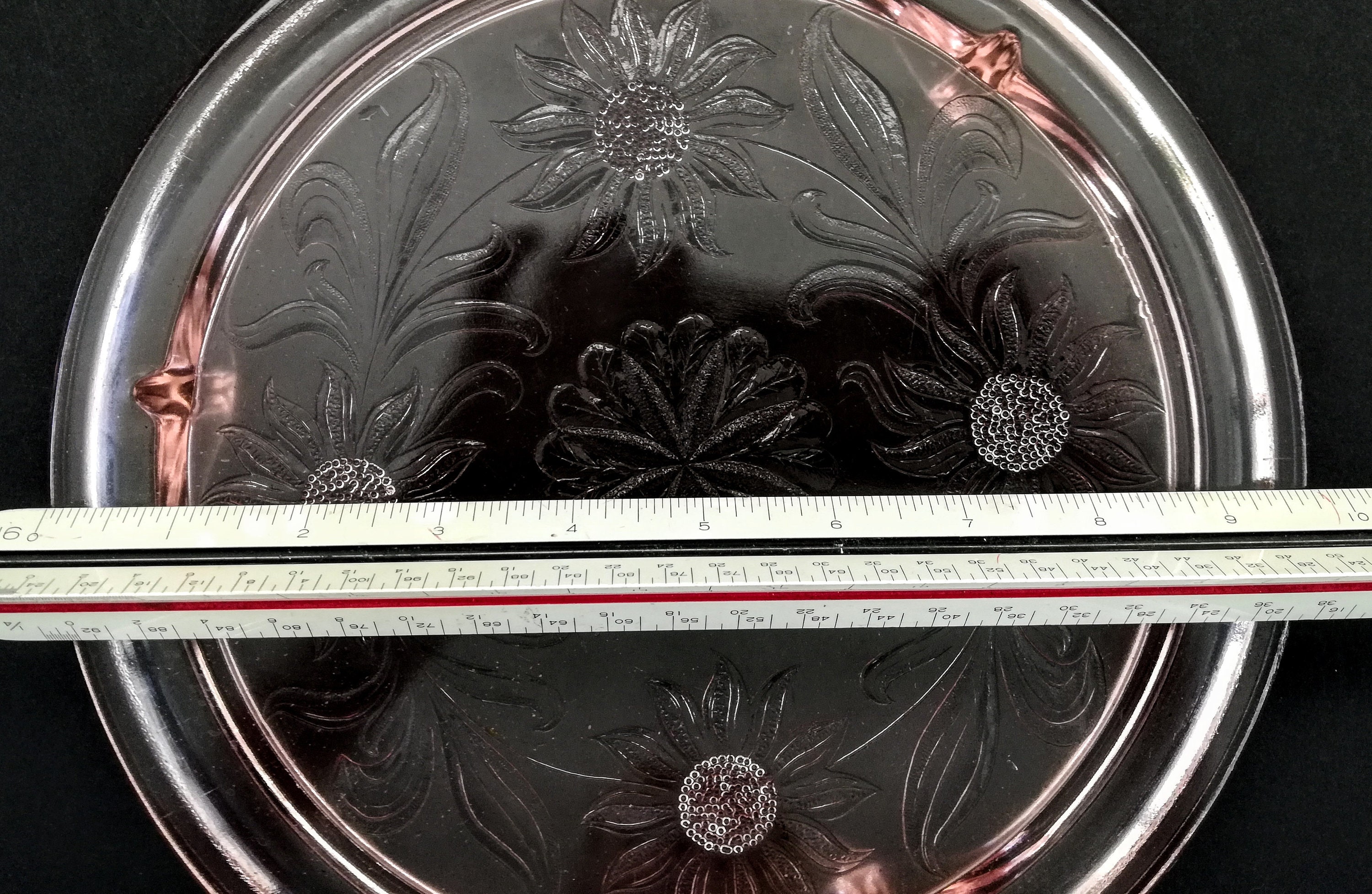 Pink Depression Glass Footed Cake Plate Etsy