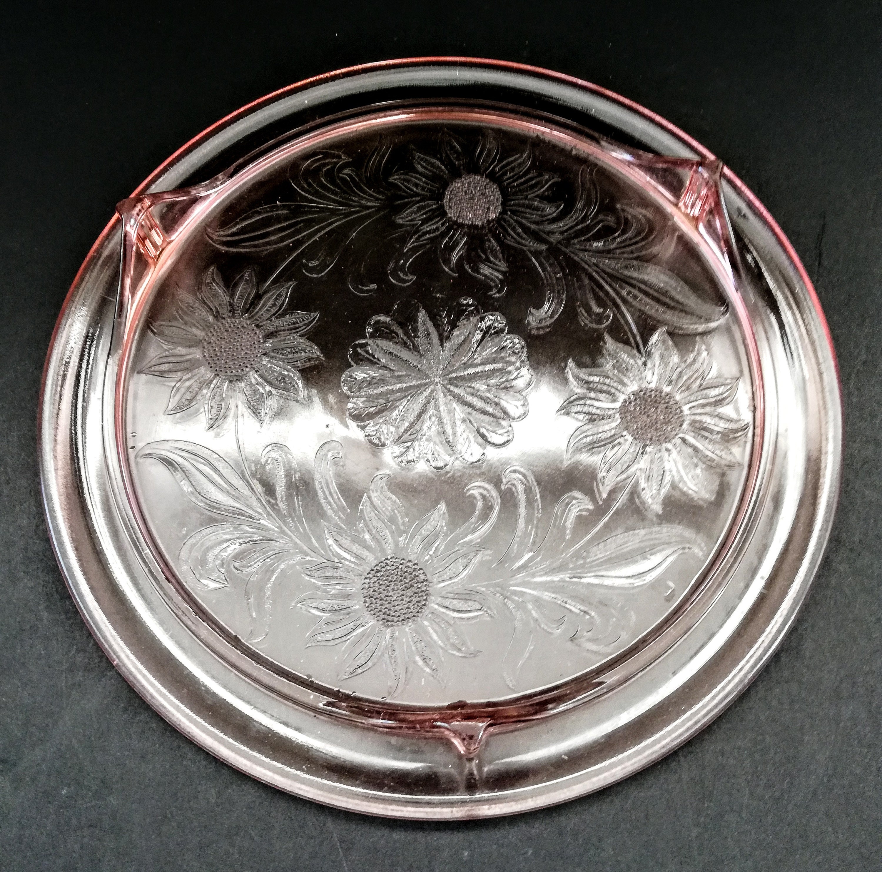 Pink Depression Glass Footed Cake Plate Etsy