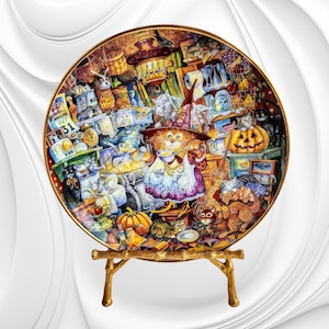 Halloween Plate by Bill Bell ~ Scaredy Cat ~ Limited Edition Franklin Mint Collector Plate