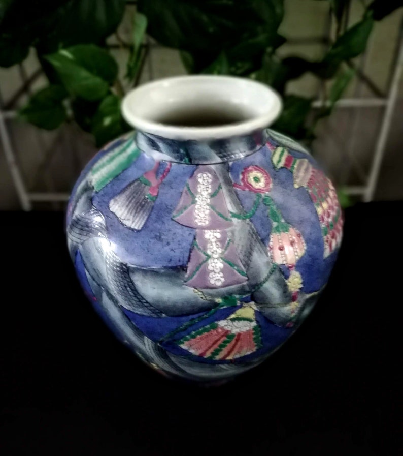 Ceramic floor vase ~ Asian abstract vase