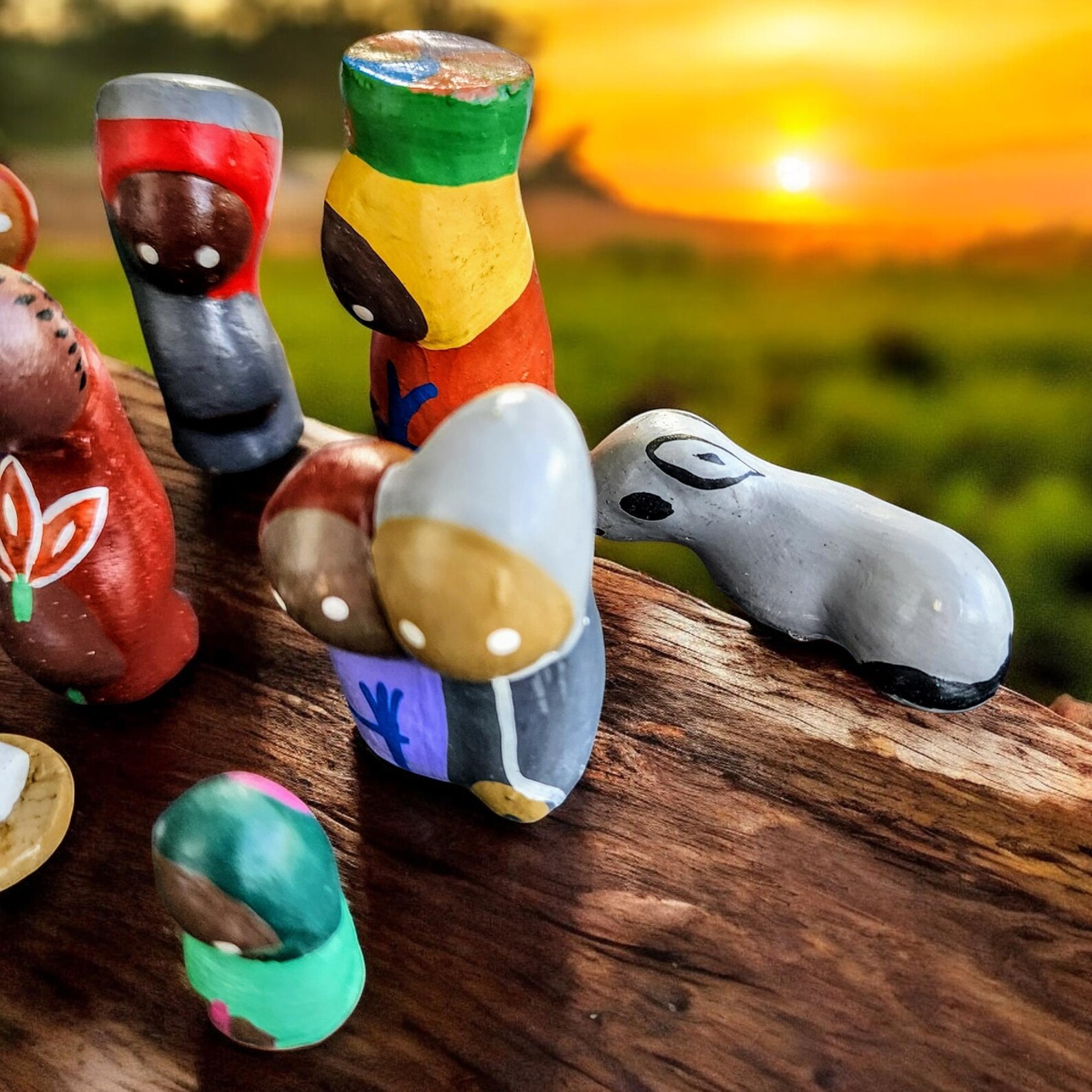 Nativity Set ~ Abstract Hand Painted Clay Figurines ~ 11 Pieces - Etsy