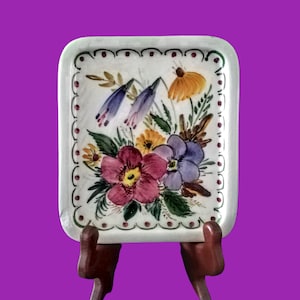 German Floral Wall Plate ~ Colorful Hand Painted Pottery