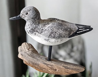 Artesian Shorebird ~ Hand-Painted Wooden Decoy on Driftwood Base
