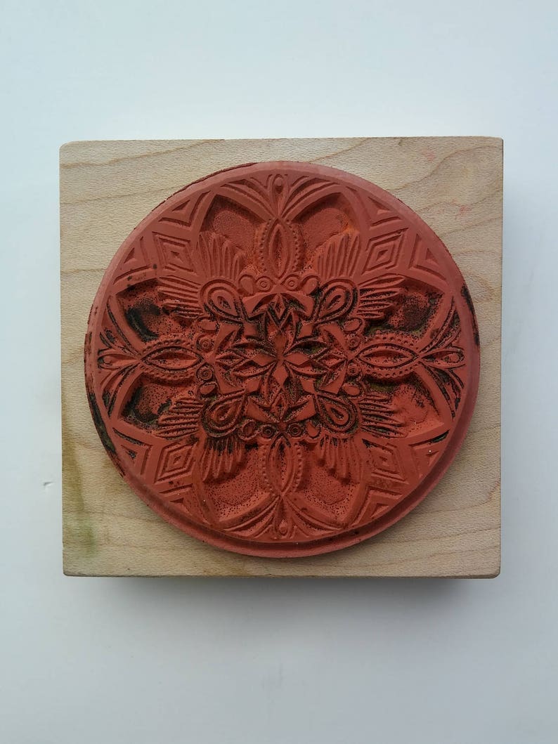 Floral Ink Stamp Wooden Rubber Ink Stamp Inking Crafts