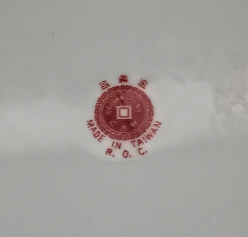 Chinese Red and white hand painted plate ~ Asian pottery