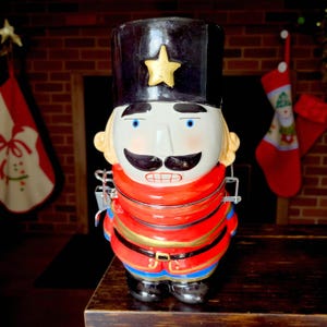 Nutcracker Cookie Jar with Clamp Closure ~ Vintage Nutcracker Soldier