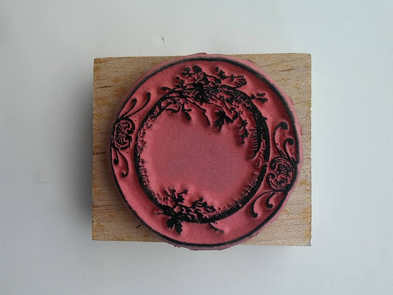 Floral Ink Stamp Wooden Rubber Ink Stamp Inking Crafts