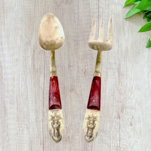 Bronze Serving Fork and Spoon Set ~ Made in Thailand