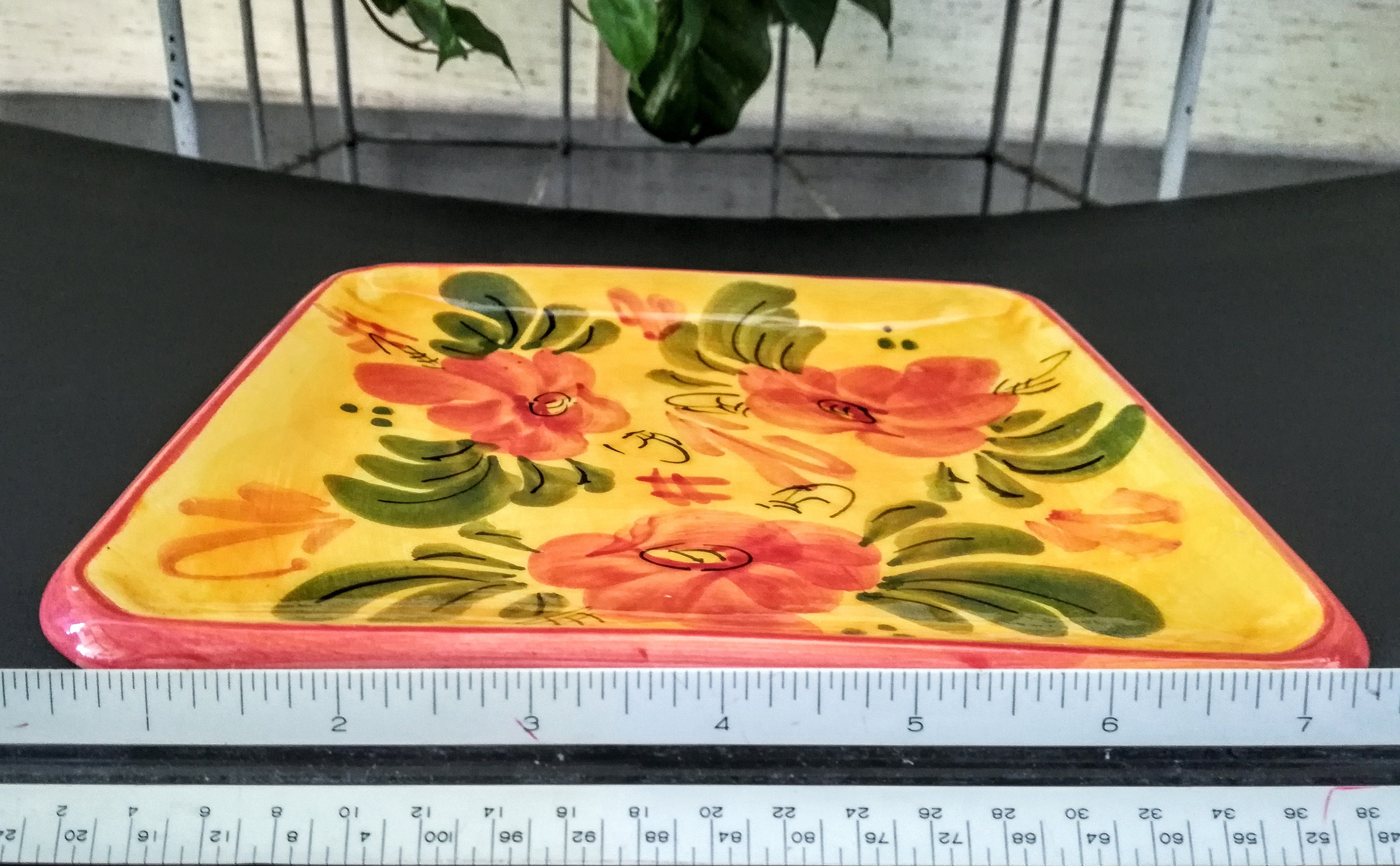 Colorful square dinner plates Spanish hand painted floral Etsy