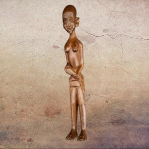 African Naked Skinny Woman Statue ~ Hand carved 13&quot; Wooden Figurine