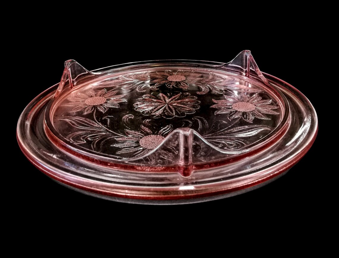 Pink Depression Glass Footed Cake Plate Etsy