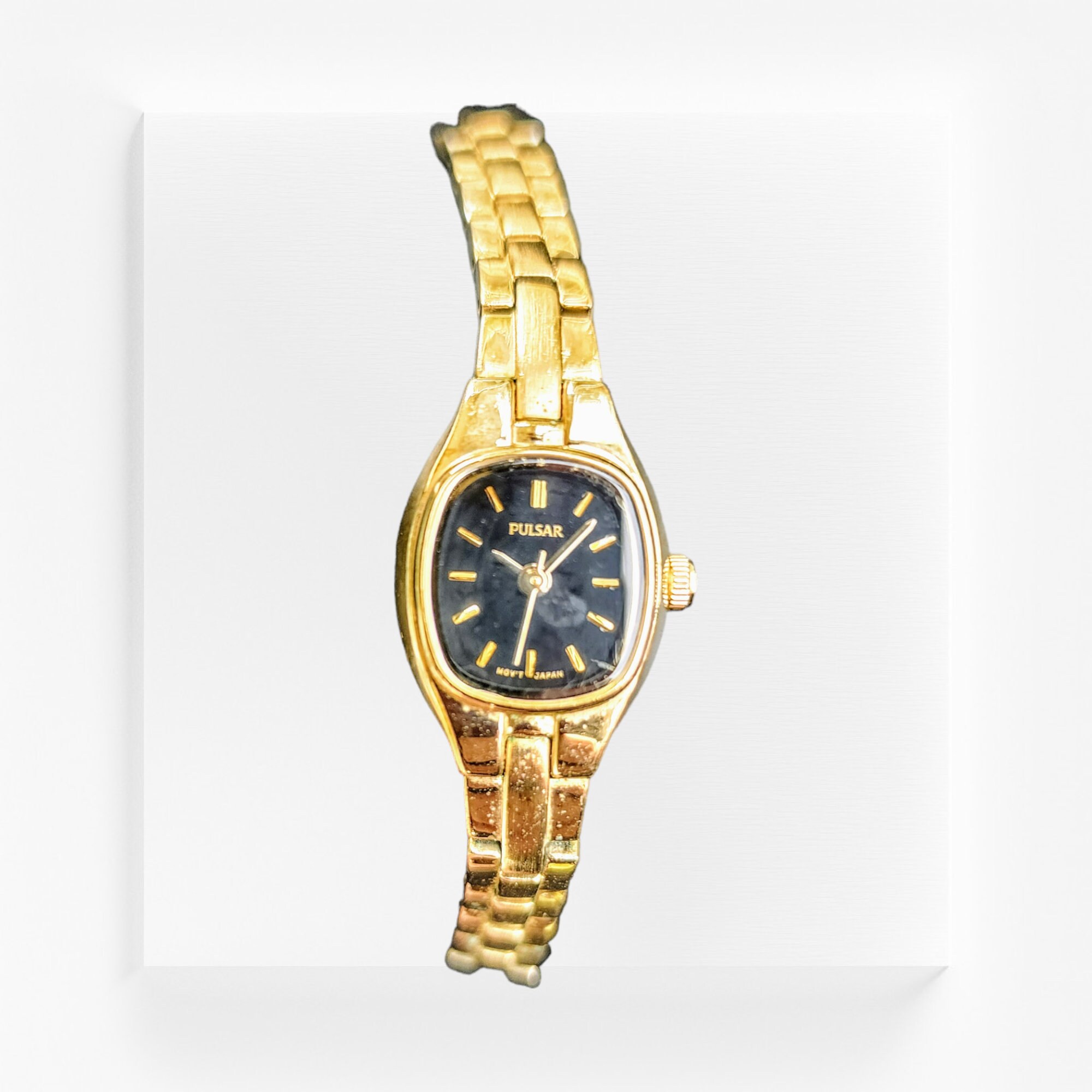 Reloj de pulsera Pulsar para mujer Reloj de coctel dorado vintage