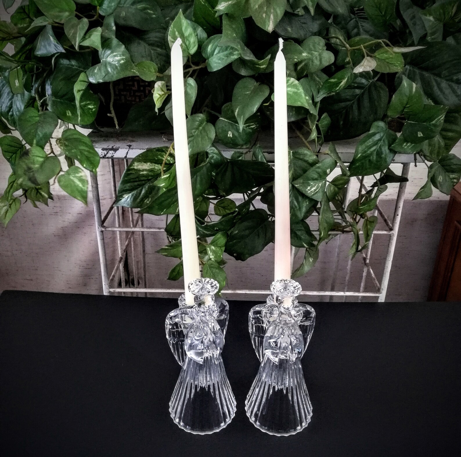 Avon Crystal Angel Taper Candle Holders Set of 2 Etsy Canada